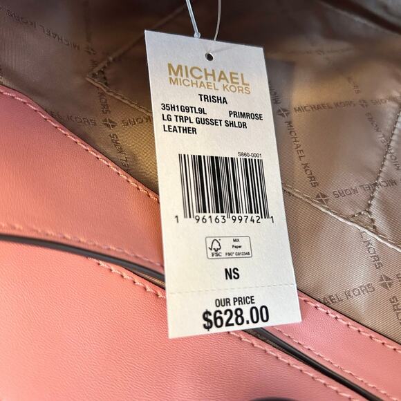 Michael Kors Purse Trisha large triple gusset shoulder bag primrose - Picture 11 of 12